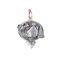 Solid Pewter Ornament (2"x 2" Santa Over House Scene)